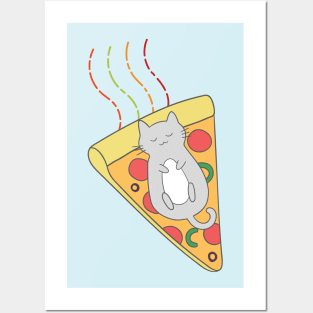 Pizza Cat Snoozing in Space Posters and Art